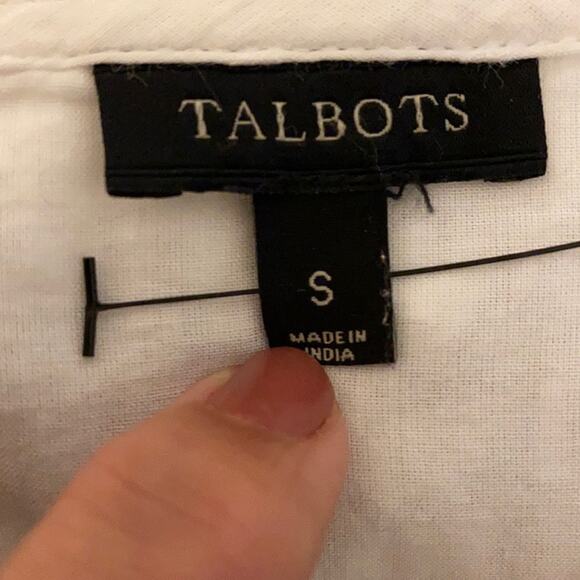 Talbots Black & White Embroidered V-neck Lined Cotton Tunic Size S - Picture 4 of 5